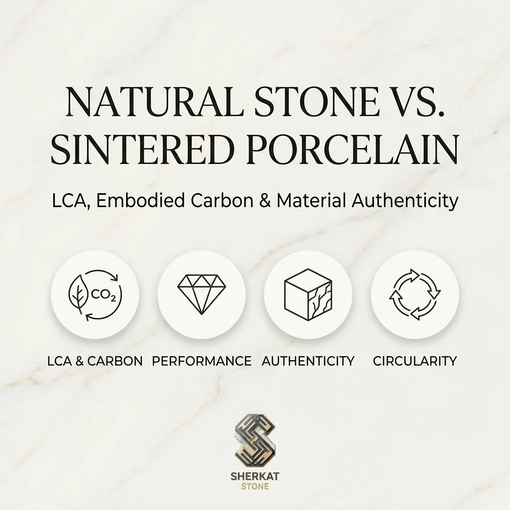 Natural Dimension Stone vs. Sintered Porcelain Slabs: Life-Cycle Assessment, Embodied Carbon, and Structural Authenticity