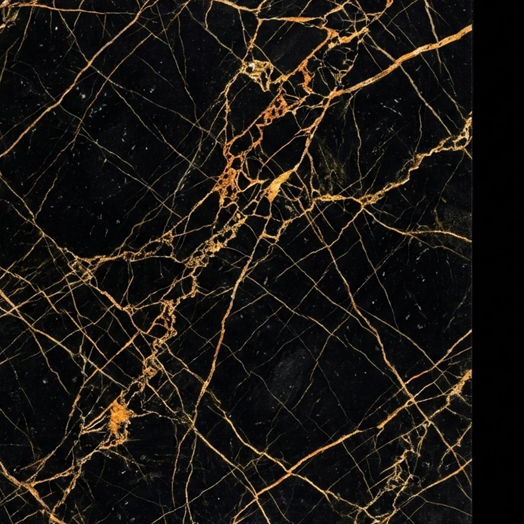 Premium Spider Black Marble Slabs & Blocks | Gold & Orange Veins | SherkatStone 3