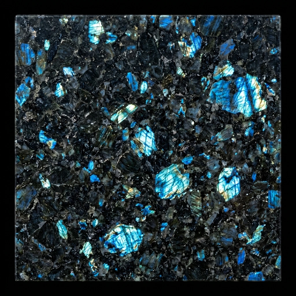 Premium Volga Blue Granite Slabs & Blocks | Labradorite Grade | SherkatStone